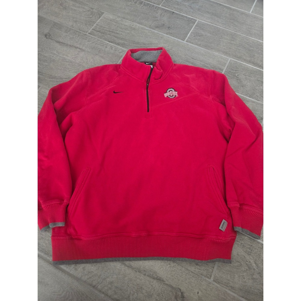 Nike Ohio State Buckeyes Red 1/4 Zip Sweatshirt Men's XL Football College Sports